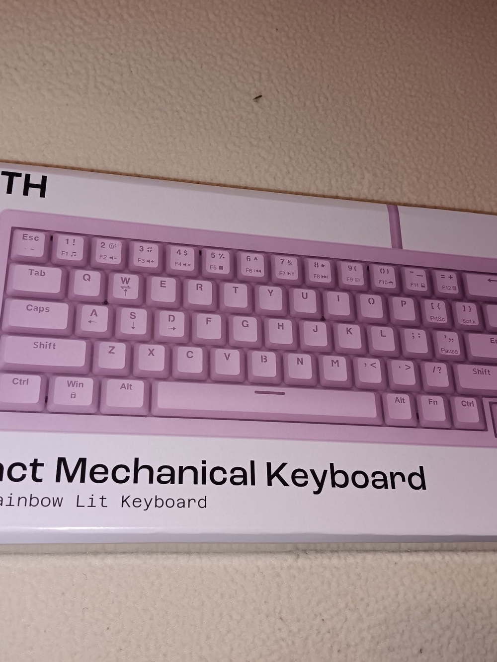 Compact Pink Mechanical Keyboard - Wired Rainbow Lit